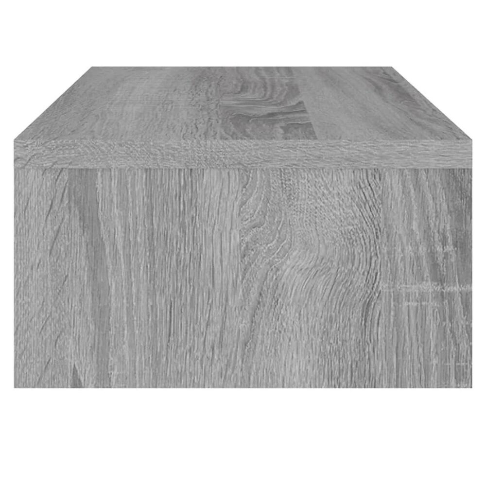 2 Tier Computer Monitor Stand 19.7in Gray Woodgrain Desk Riser Shelf Organizer - Picture 4 of 6