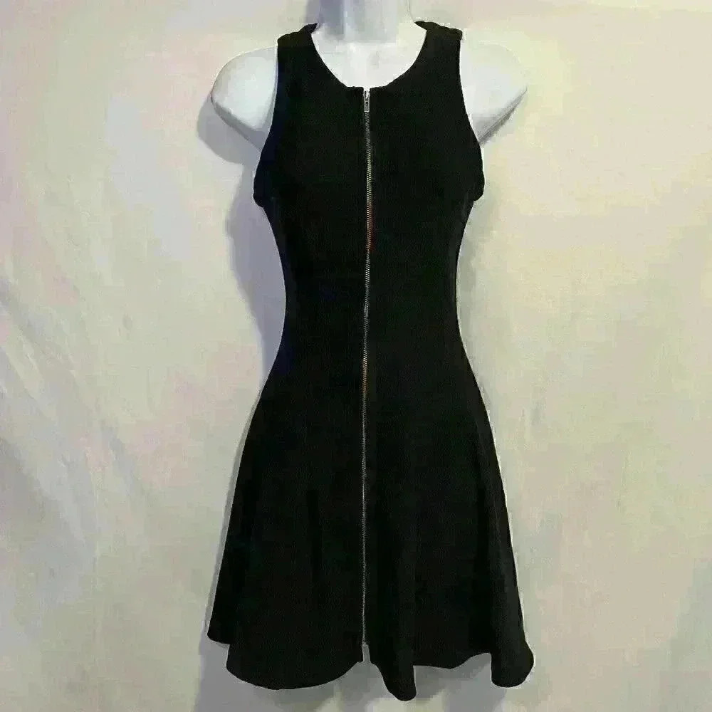 Bar III Black Sleeveless A-Line Zip Front Dress - Picture 2 of 9