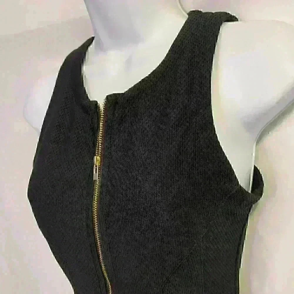 Bar III Black Sleeveless A-Line Zip Front Dress - Picture 3 of 9