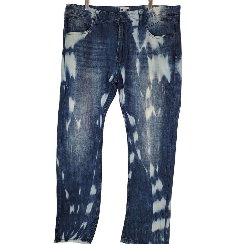 Parish Nation Jeans Mens 40 Denim Blue Acid Wash Western Style Streetwear‎