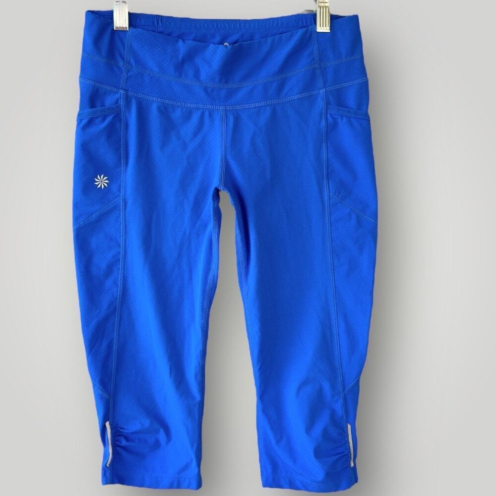 Athleta Activewear Yoga Gym Workout Cropped Capri Leggings Low Rise  Size S Blue