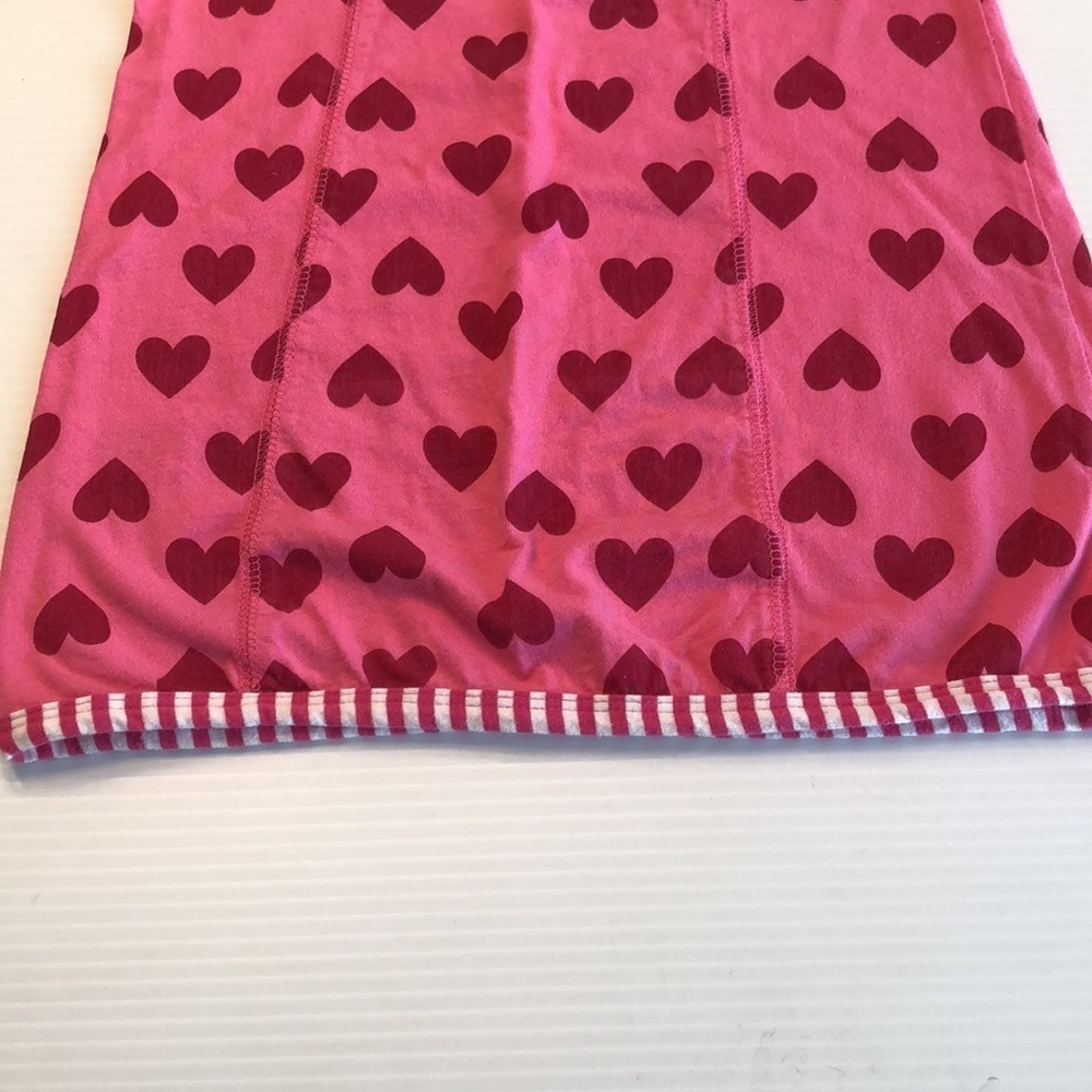Pink Cotton Short Sleeve Dress Red Hearts Candy Stripe Accent Little Girl's 4/5 - Picture 3 of 12