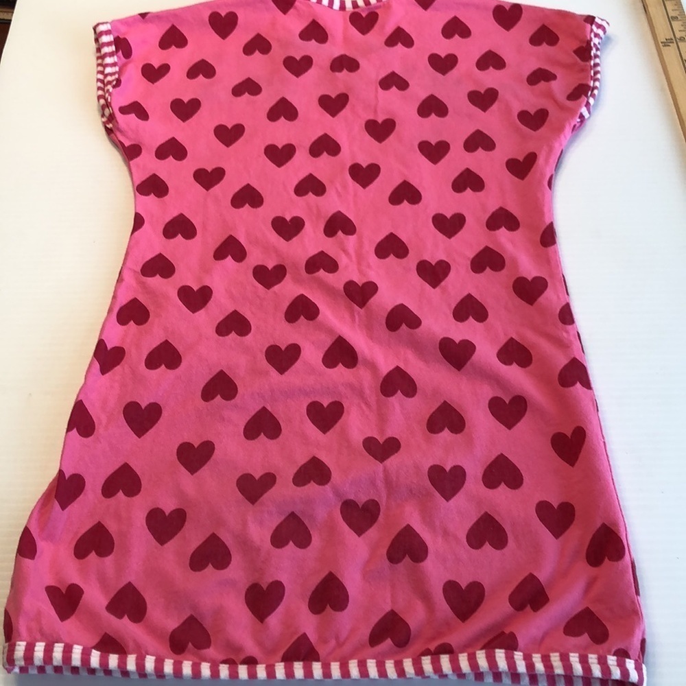 Pink Cotton Short Sleeve Dress Red Hearts Candy Stripe Accent Little Girl's 4/5 - Picture 8 of 12