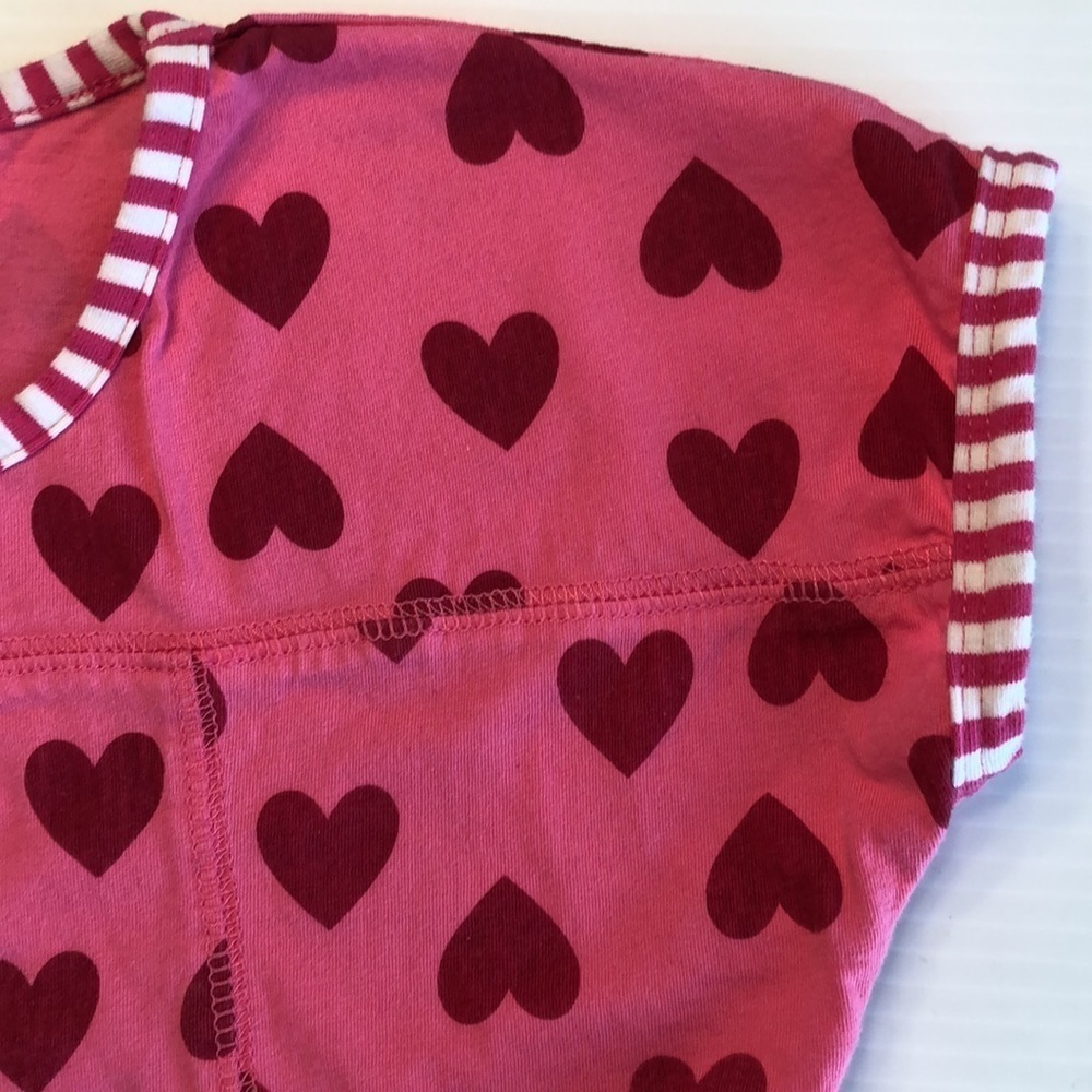 Pink Cotton Short Sleeve Dress Red Hearts Candy Stripe Accent Little Girl's 4/5 - Picture 12 of 12