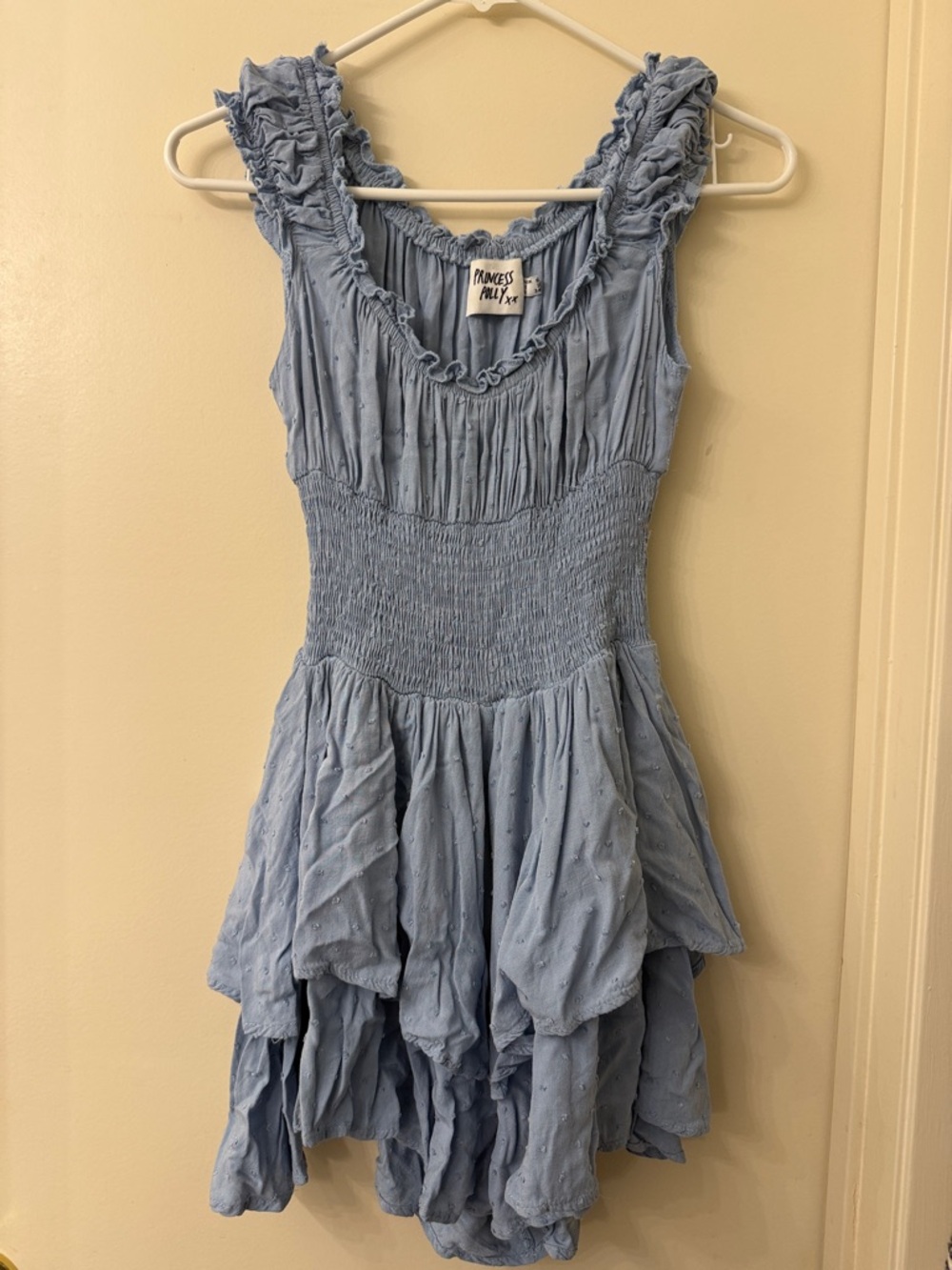 Princess Polly Light Blue Ruffled Tiered shorts romper Dress - 2