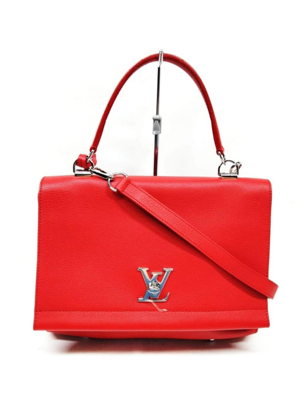 Authentic Louis Vuitton Lockme II Red Leather LV Satchel Crossbody Shoulder Bag - Picture 2 of 16