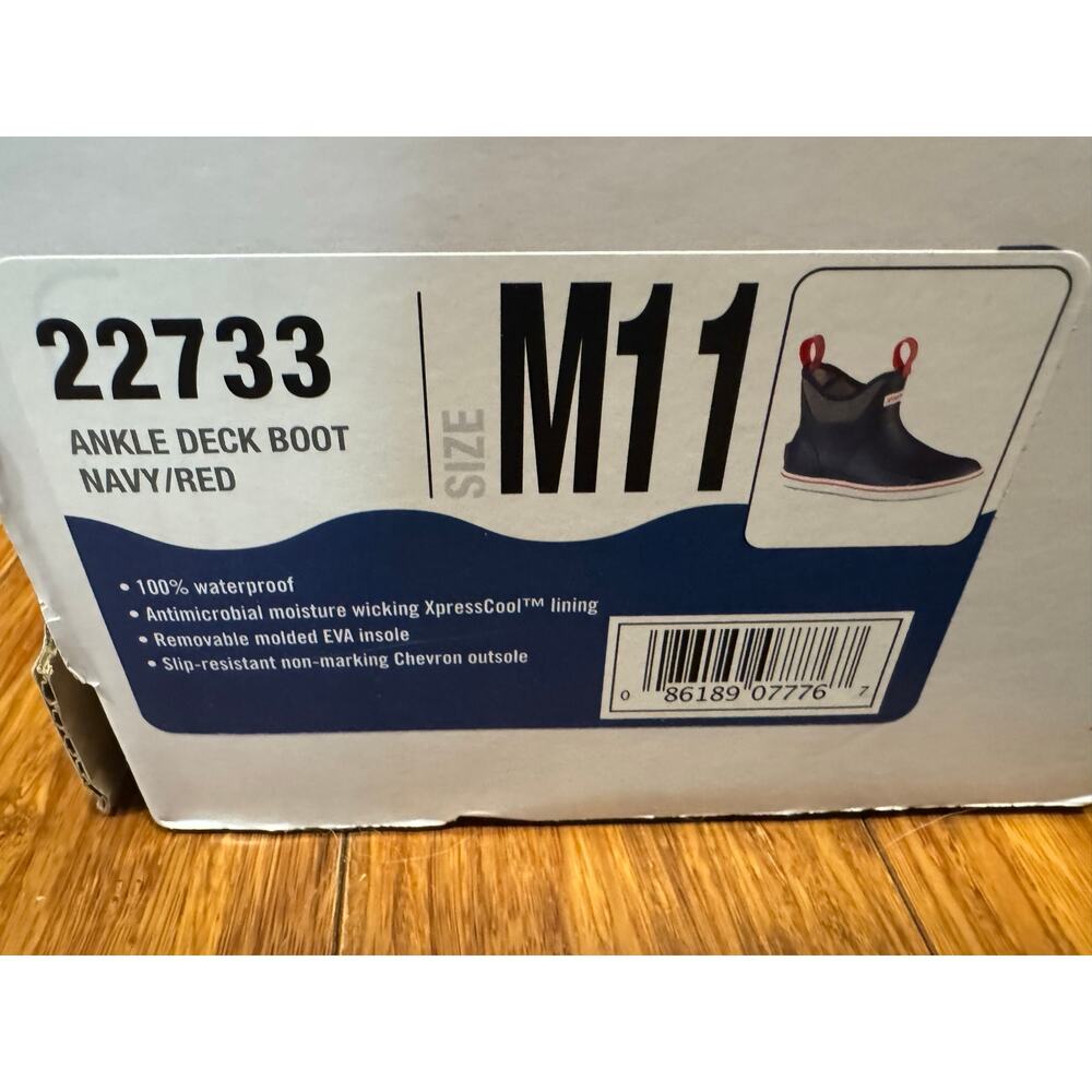 XTRATUF Ankle Deck Boots Men’s 11 Navy Red Waterproof Rubber Slip Resistant - Picture 3 of 9