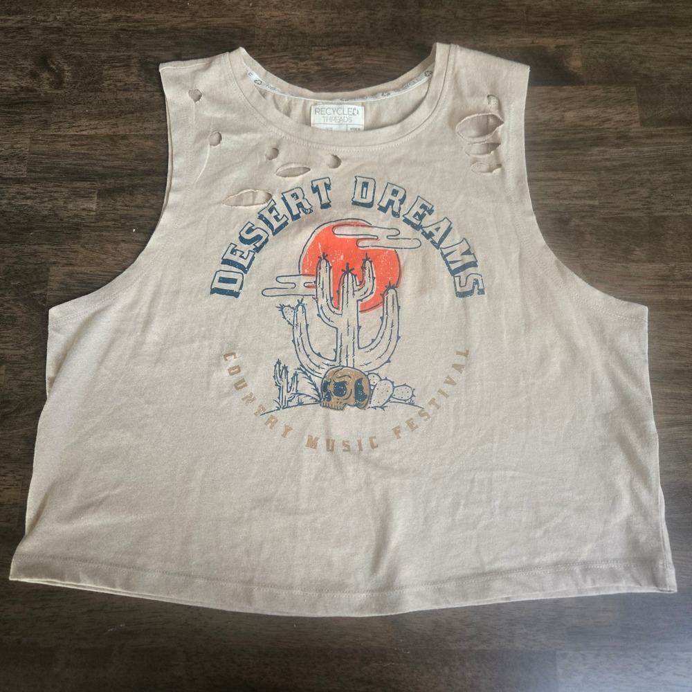 Recycled Threads Desert Dreams Country Music Festival Distressed Muscle Tank L