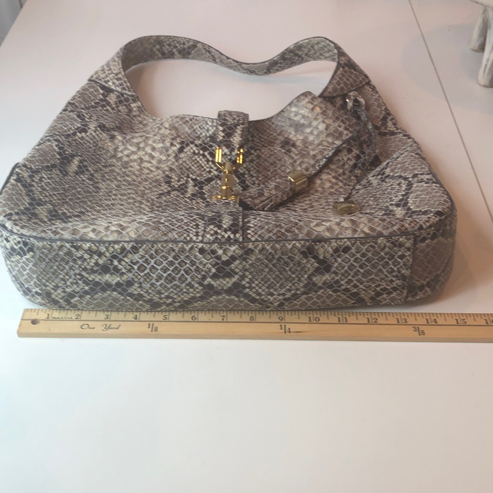 G.I.L.I. Lg Python Print Soft Leather Hobo Shoulder Bag Gold tone hardware NEW - Picture 10 of 16