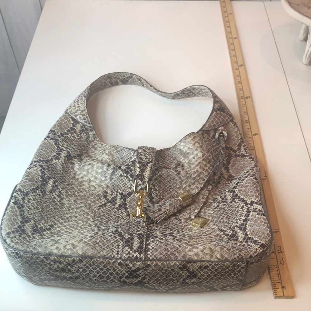 G.I.L.I. Lg Python Print Soft Leather Hobo Shoulder Bag Gold tone hardware NEW - Picture 12 of 16