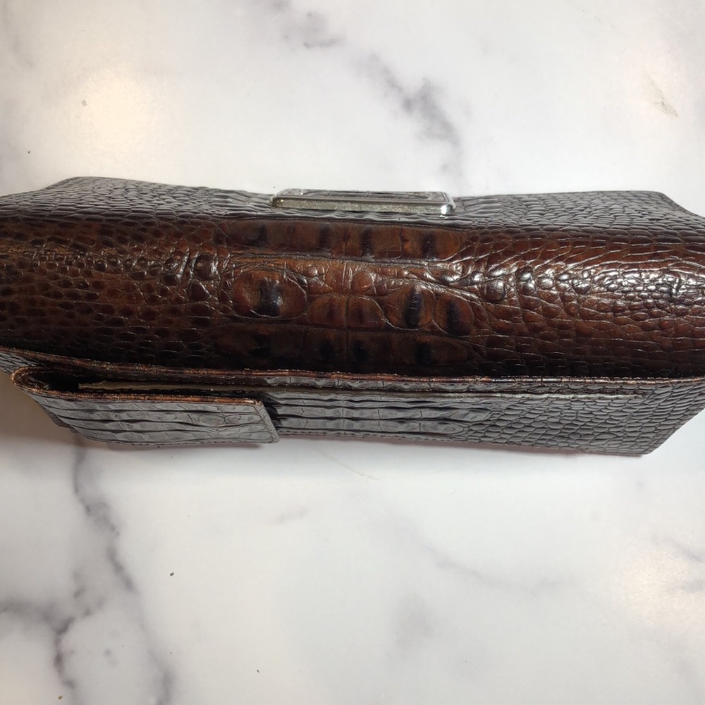 Brighton Vintage Crossbody Brown Croc Embossed Leather Clutch Purse Organizer - Picture 5 of 16