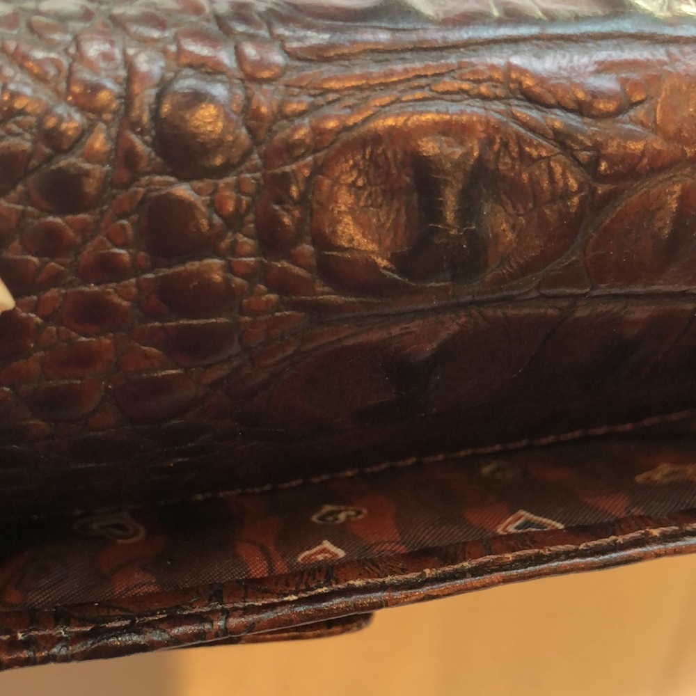 Brighton Vintage Crossbody Brown Croc Embossed Leather Clutch Purse Organizer - Picture 16 of 16
