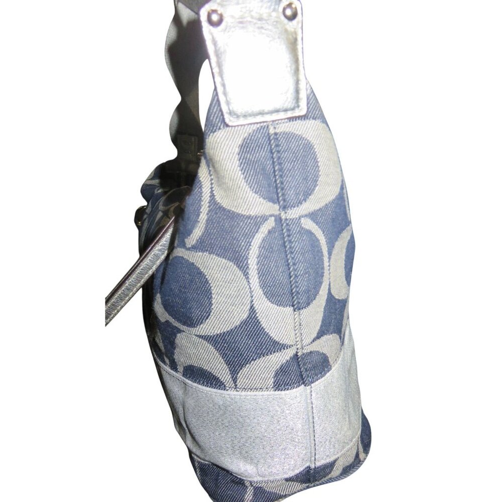 Coach Carley Signature Sufflette Denim & Leather handbag & glitter stripe accent - Picture 5 of 15