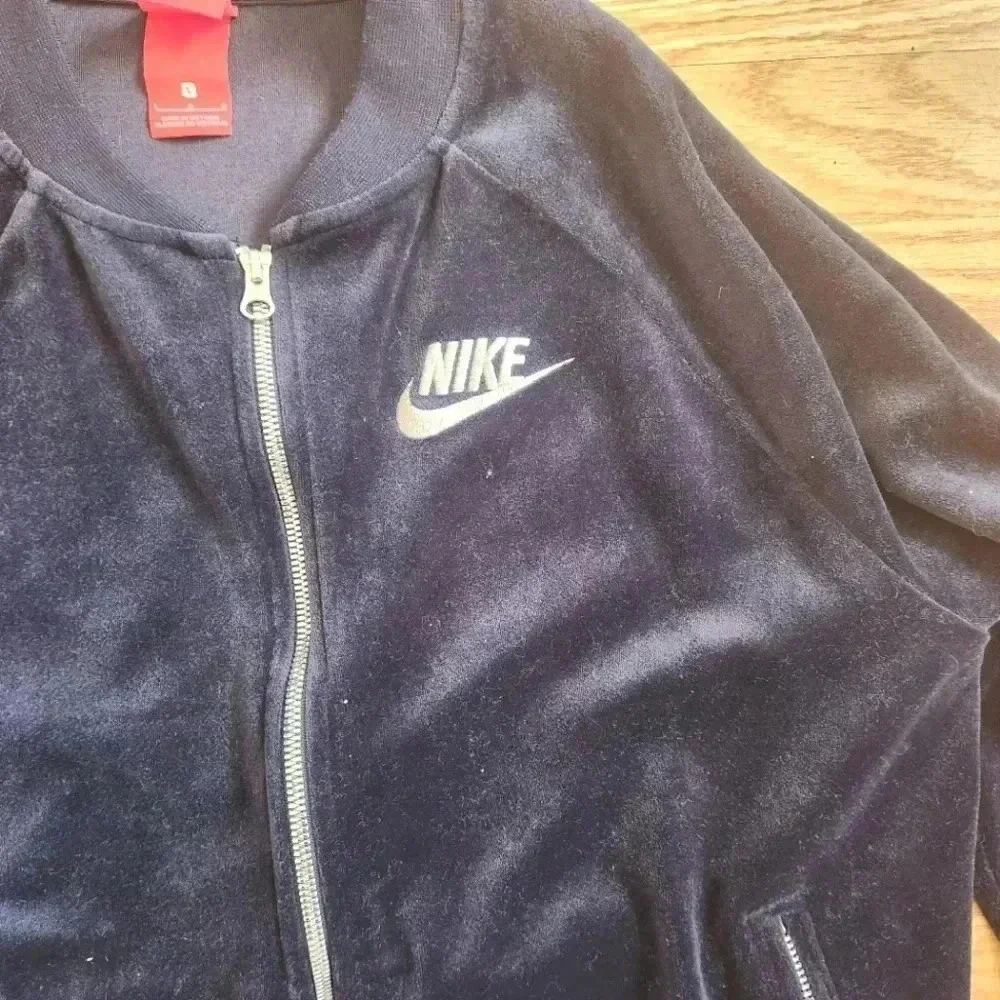 EUC Vintage Nike Velour Blue Track Jacket, Size L - Picture 2 of 8