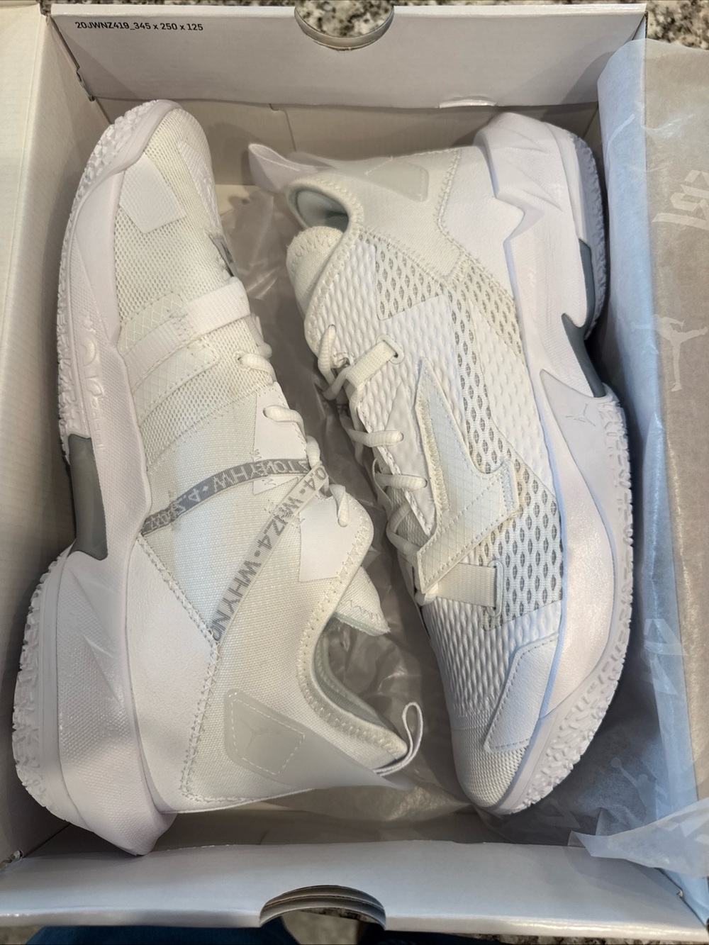 Jordan Why Not Zer0.4 Triple White Basketball Shoes CQ4230-101 Men’s Size 12