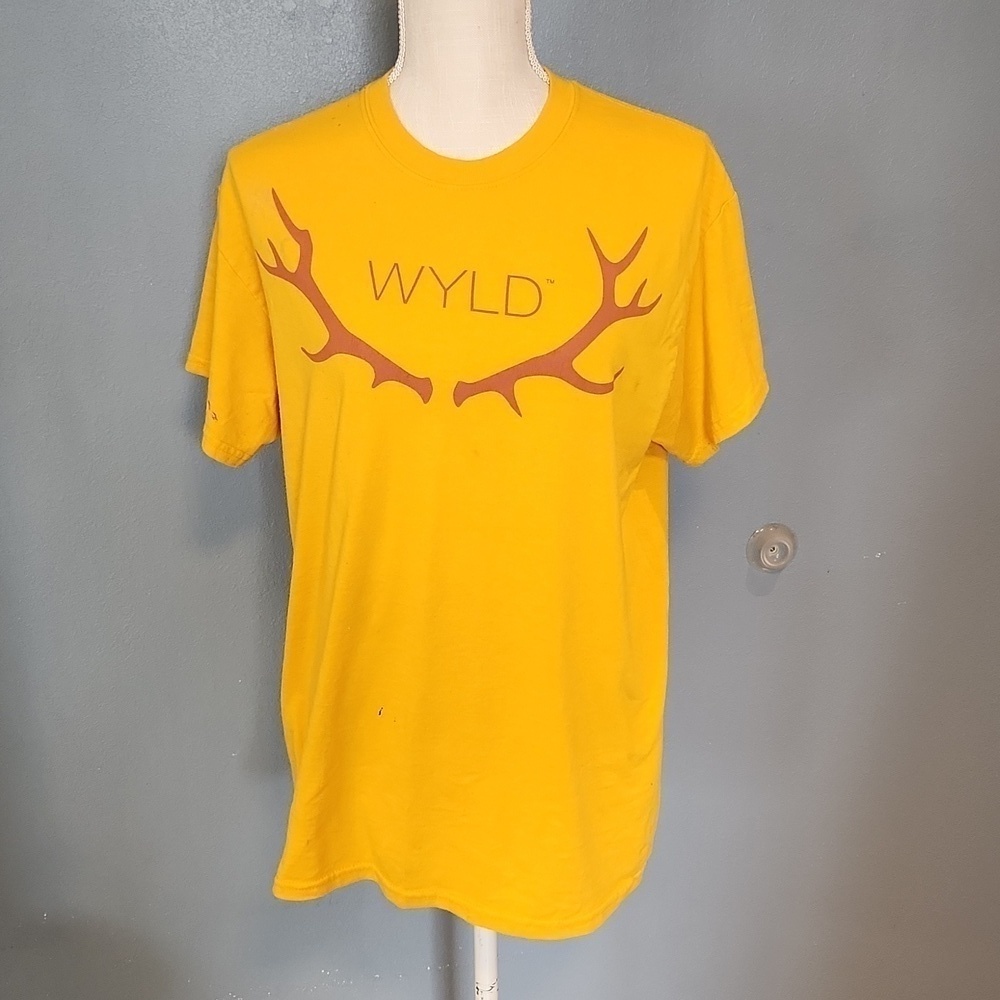 WYLD antlers lodge mountains mustard yellow top