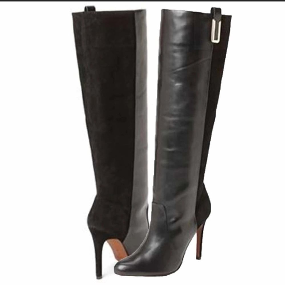 Coach Udell Vintage Black Leather Suede Boots Size 5