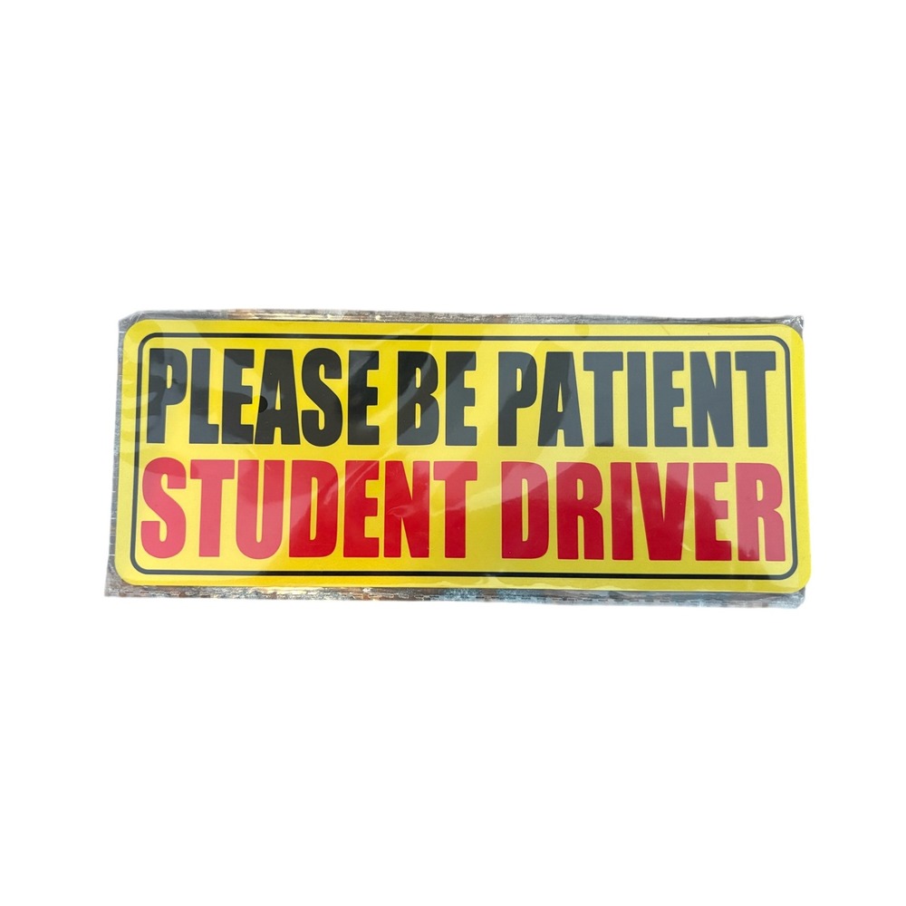 Please Be Patient Student Driver Car Magnet‎ Sign Yellow Red Learner Alert
