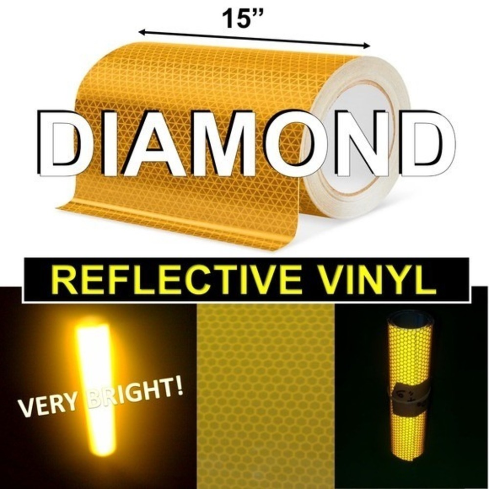 3M YELLOW 4083 DIAMOND Reflective Safety Tape Safety Sticker Tape 15 in x 8 ft‎