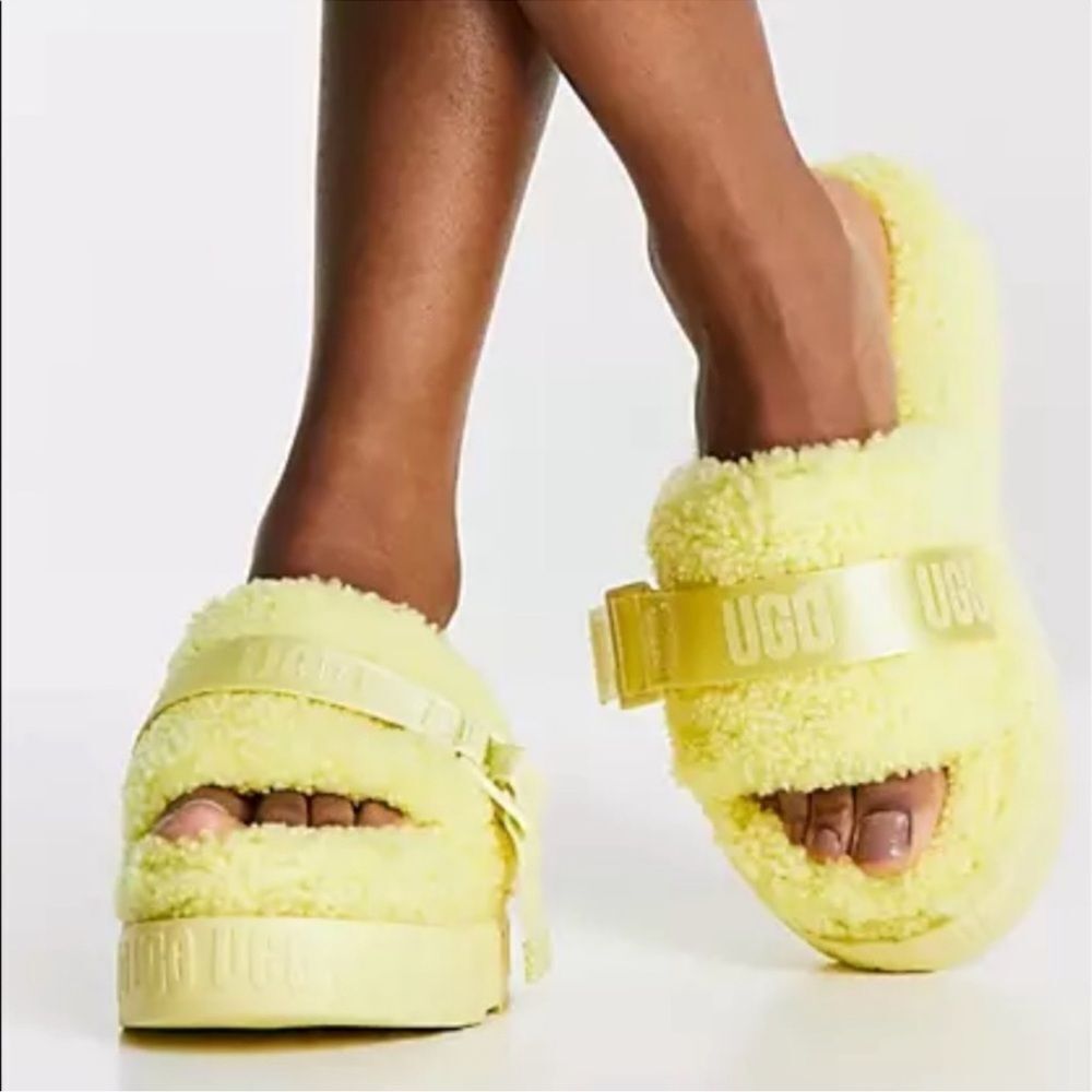 Ugg Fluffita Sherpa Slides In Margarita Yellow. Size 11. NWT.