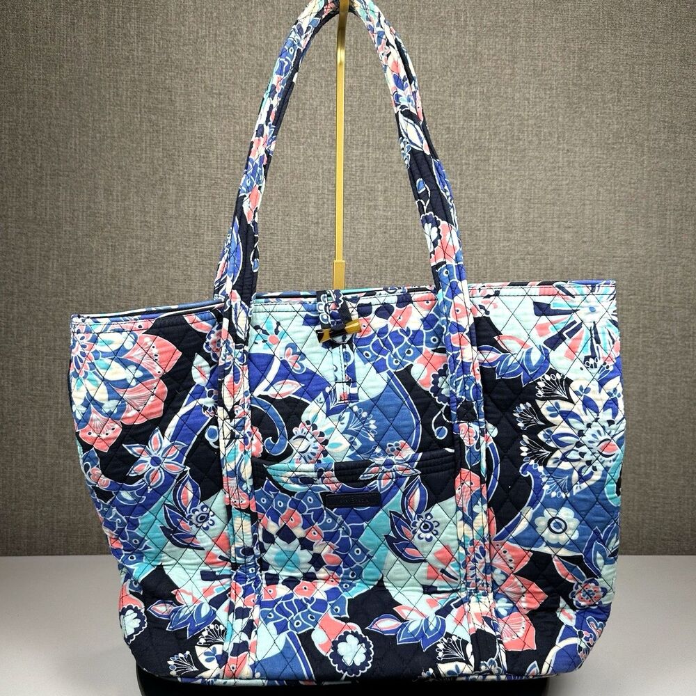 Vera Bradley Womens Get Going Tote Bag Purse Floral Lotus Shoulder Large Flower