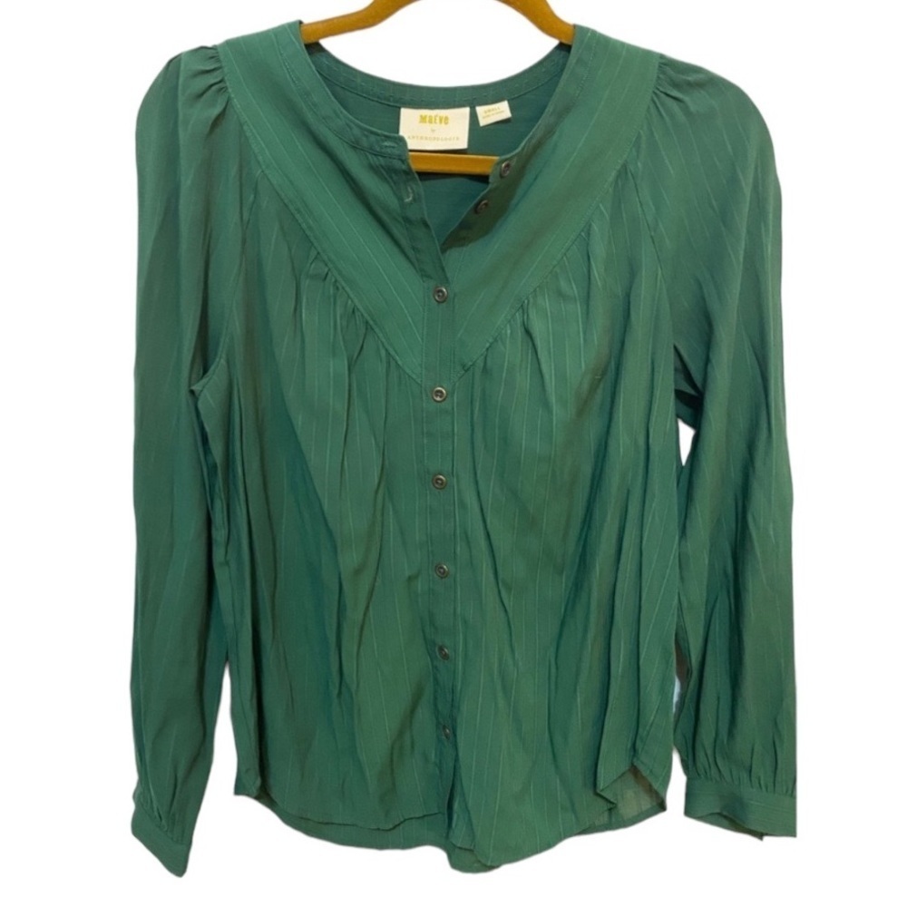Maeve by Anthropologie Emerald Green blouse