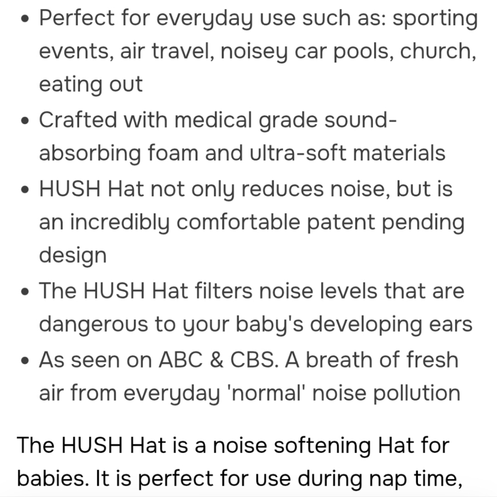 Hush Hat Baby Sound Softening Noise Protection Hat Small (Birth To 9lbs) - Picture 5 of 7
