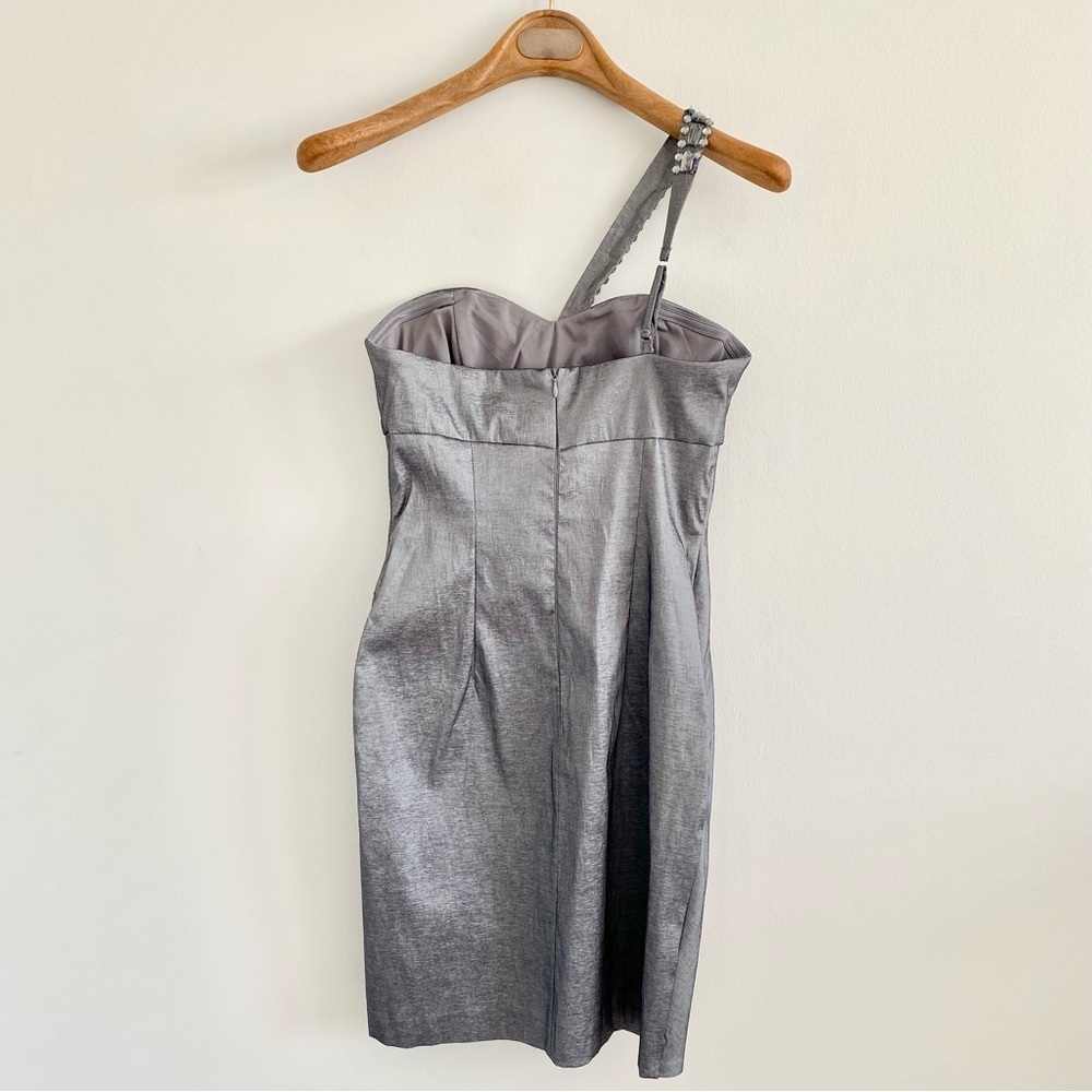 Morgan & Co Beaded Rhinestone One Shoulder Cocktail Dress Size 3/4 - Picture 5 of 7
