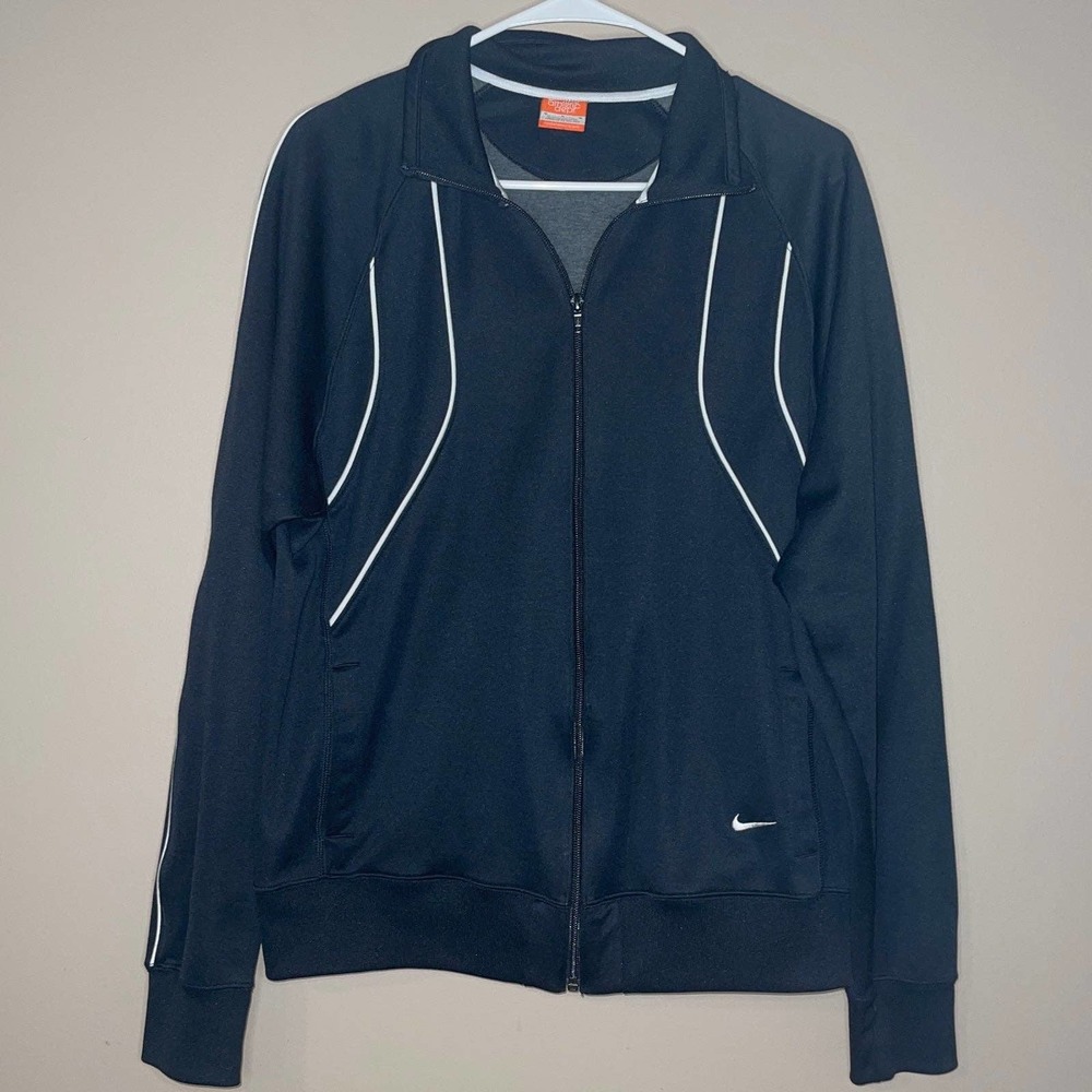 Nike Women's Activewear Striped Full Zip Track Jacket Black Medium