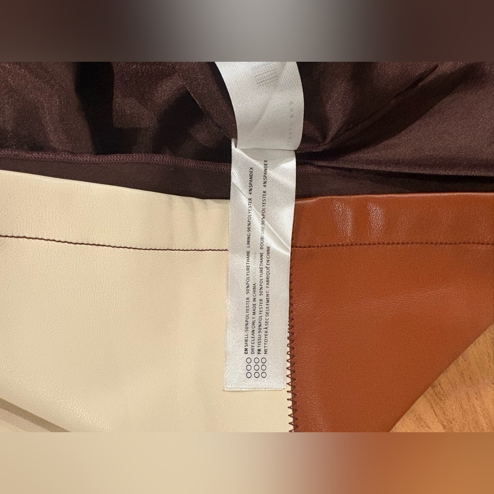 EN SAISON Striped Miniskirt Stitched Vegan Leather Colorblock | Size L - Picture 13 of 16