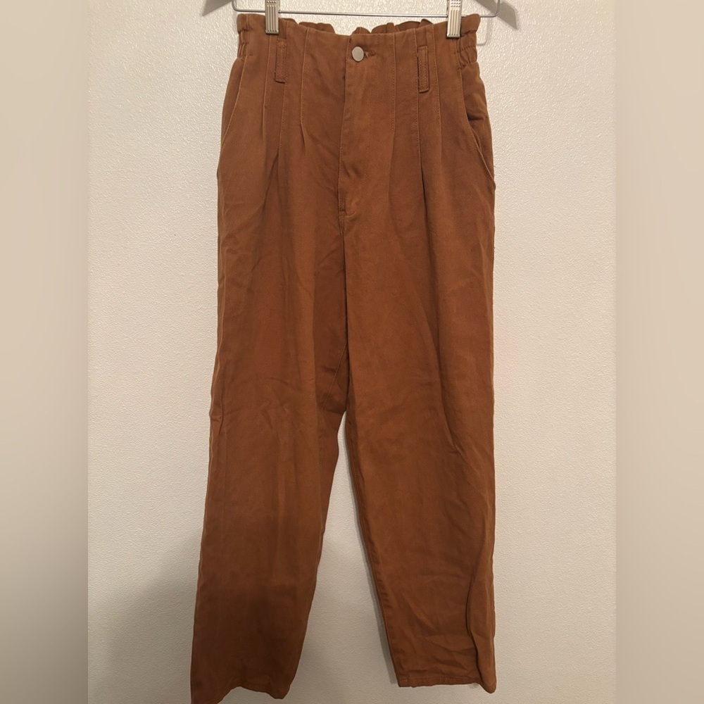 Aaron & amber denim pleated high waist ankle S