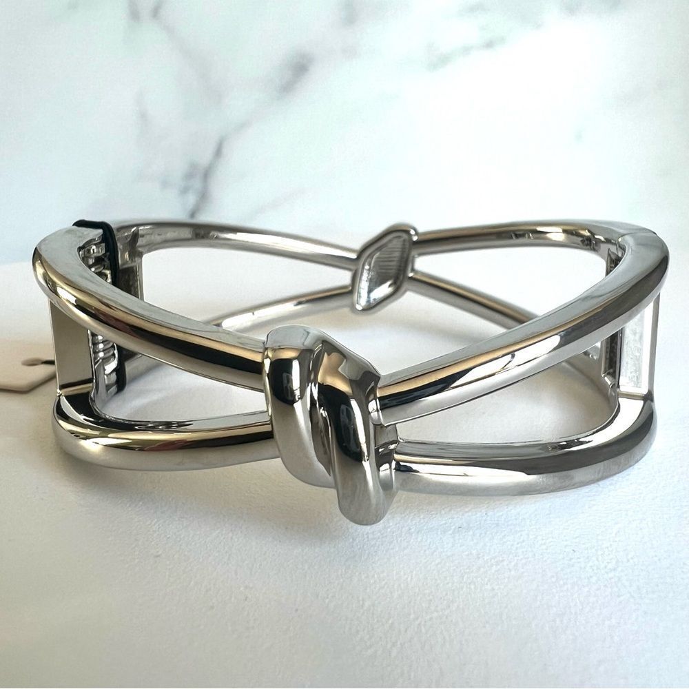 Bancroft Silvertone Knot Hinge Bangle Bracelet NWT