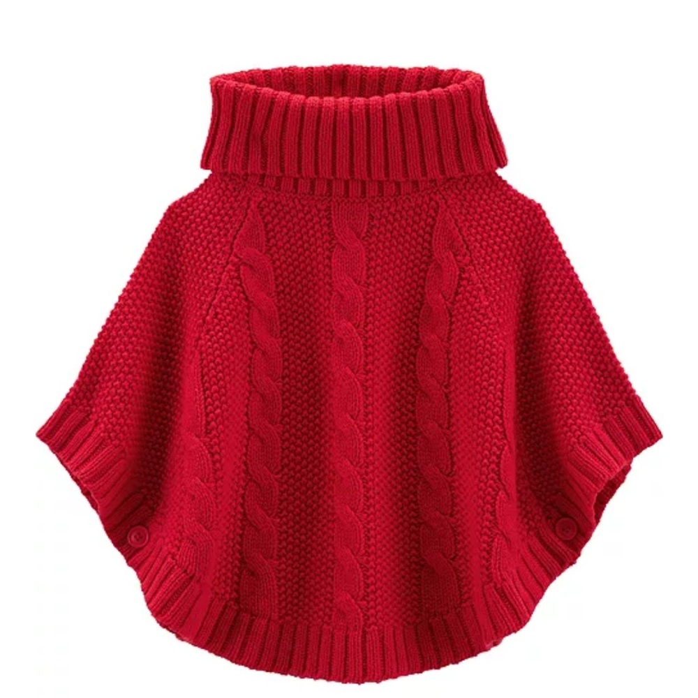 Carter’s‎ Toddler Girls Cable Knit Vibrant Red Poncho, Size  2T