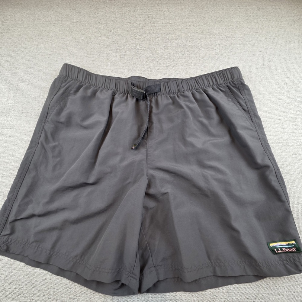 LL Bean‎ Supplex Sport Shorts Men's XL Gray Lined Swim Trunks Running Kayaking