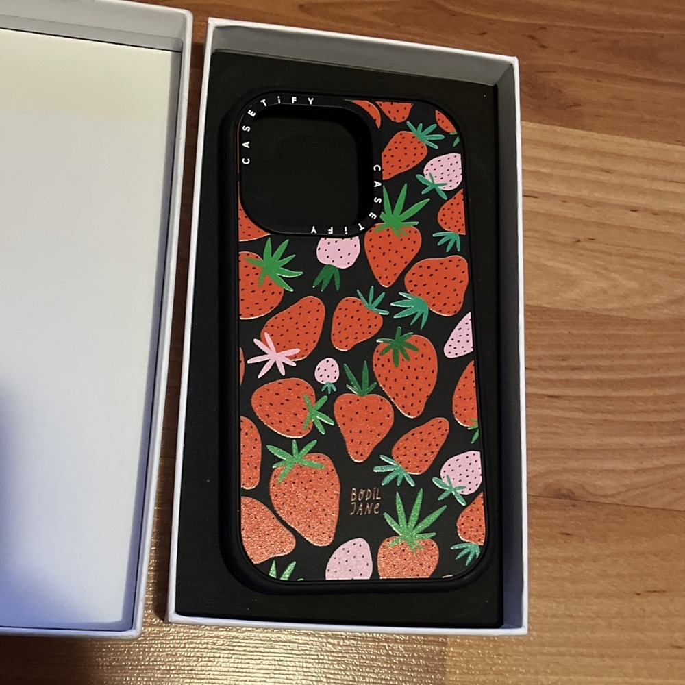 CASETiFY Impact iPhone 14 Pro Case - Strawberries - Matte Black