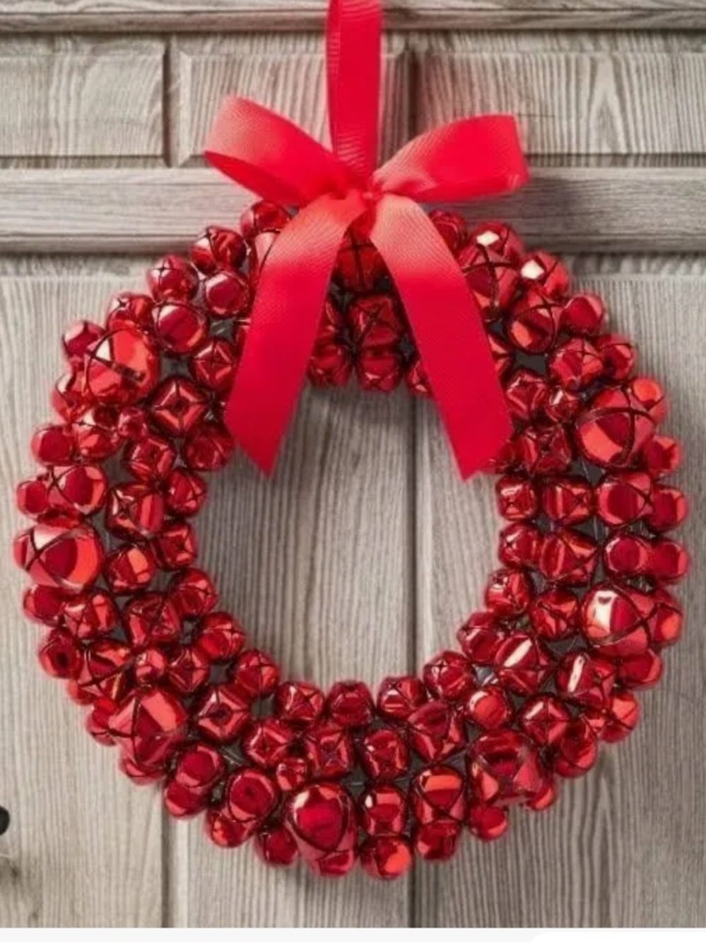 Williams Sonoma Jingle Bell Wreath Red Christmas 15” Holiday Door Decor