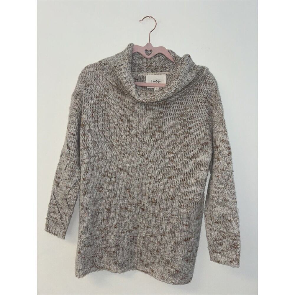 Jessica Simpson Cream Pullover‎ Sweater Sz Xs Soft Knit Crochet Boho Smock Neck