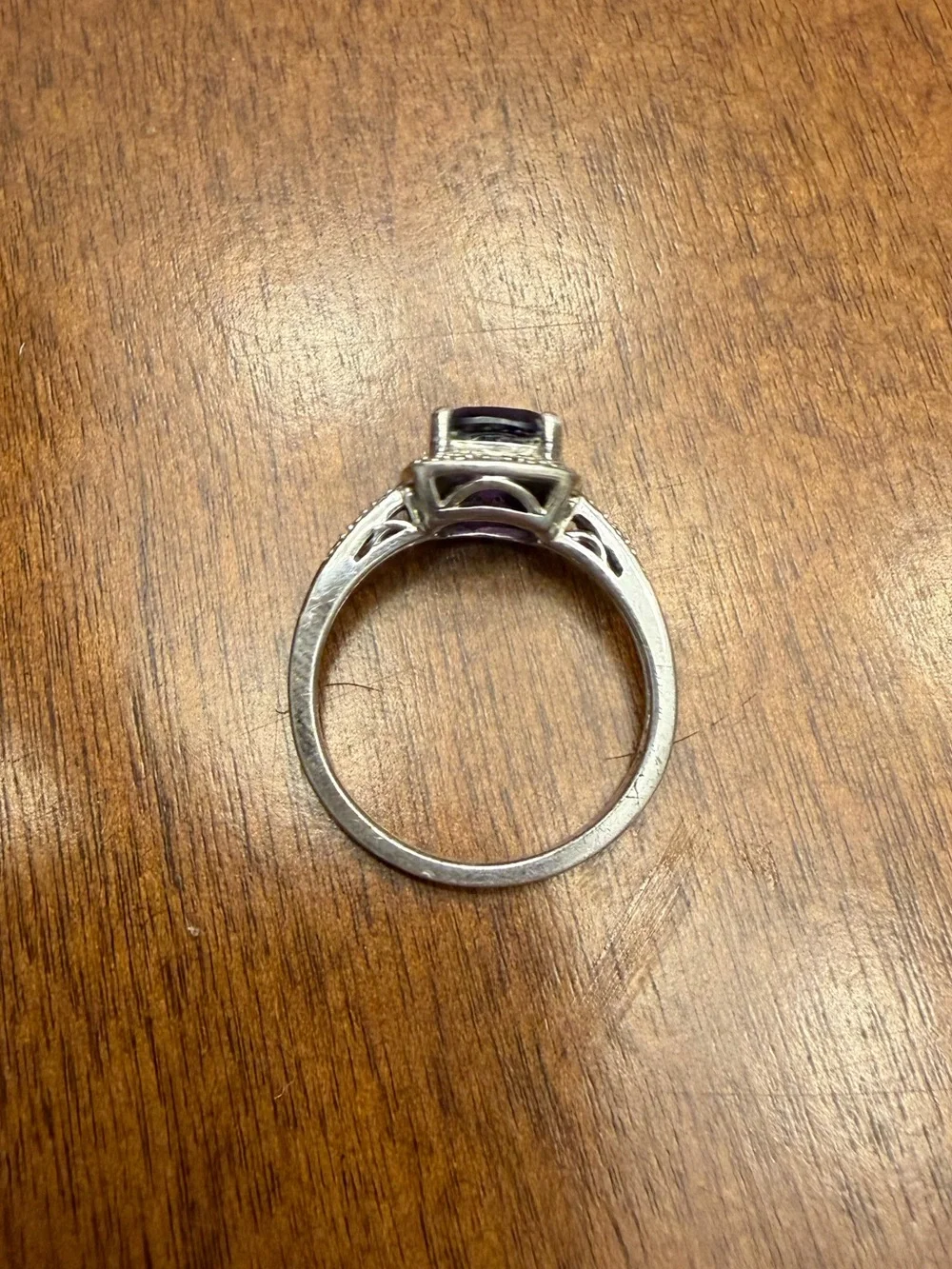 Sterling Silver Amethyst Halo Ring - Size 7 - Picture 5 of 5
