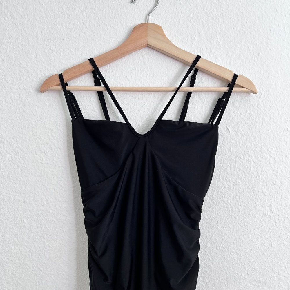 Tiger Mist Black Double Strap Ruched Bodycon Mini Dress S‌‌‌‌‌‌‌‌ - Picture 3 of 10