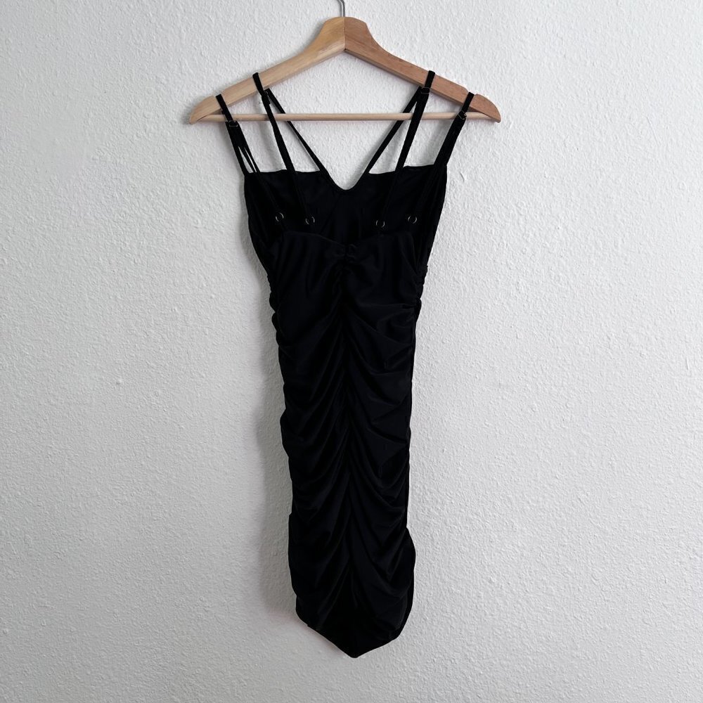 Tiger Mist Black Double Strap Ruched Bodycon Mini Dress S‌‌‌‌‌‌‌‌ - Picture 9 of 10
