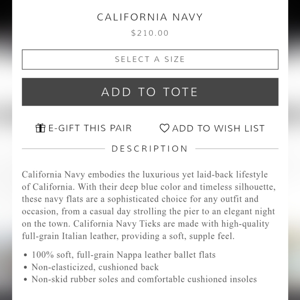 Tieks Ballet Flats California Navy Women's 10 - Picture 15 of 15