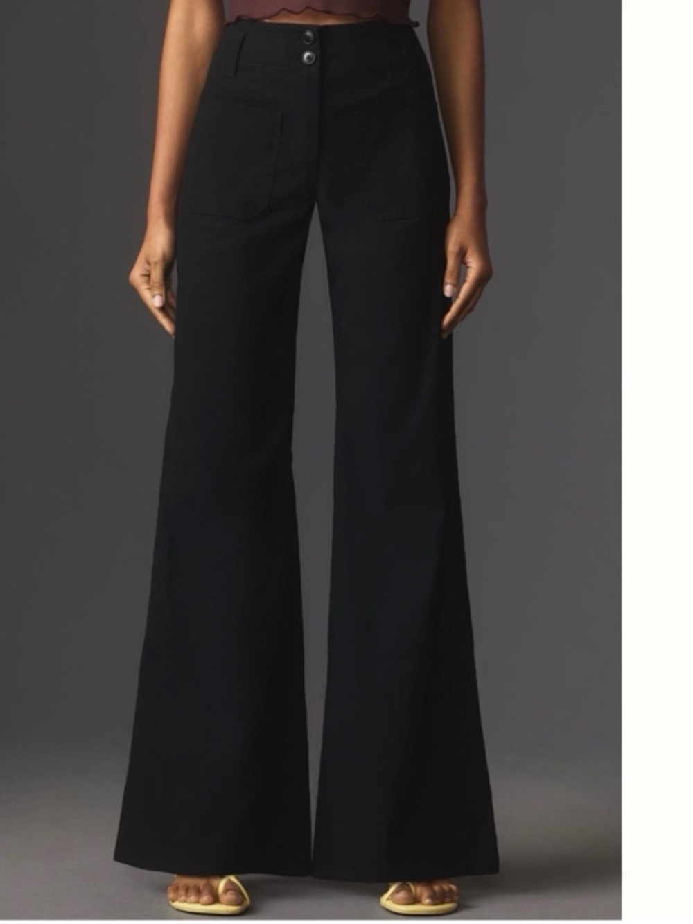 Maeve Junie Jean Black Flare Trousers Size 28 High Rise Anthropologie