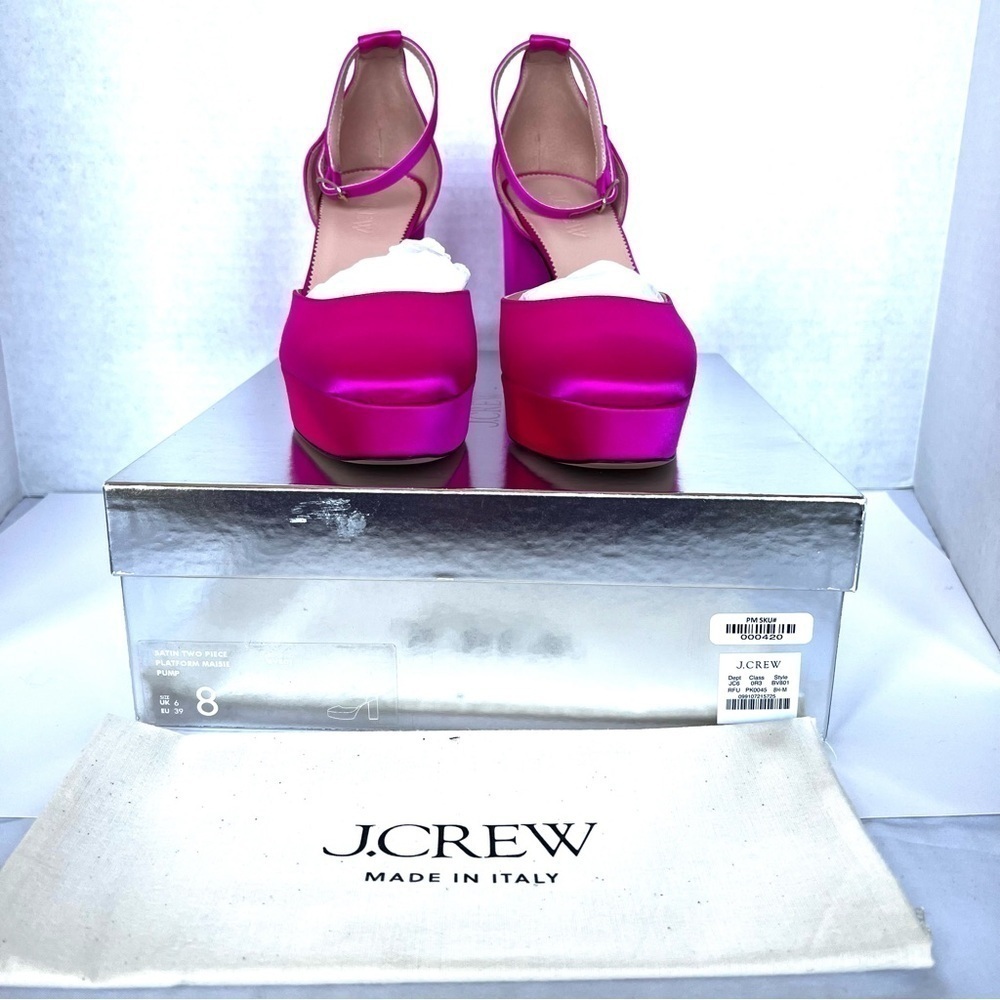 J.Crew Maisie Platform Heels Made-in-Italy Collection in Fuchsia Color S… - Picture 8 of 13