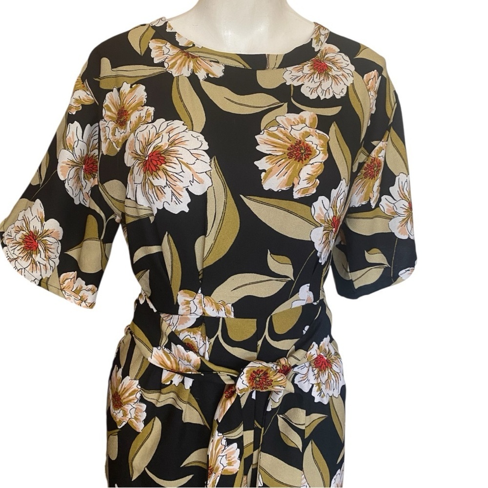 Leith Black and Yellow Jumpsuit with Floral Print Size L - Picture 3 of 8