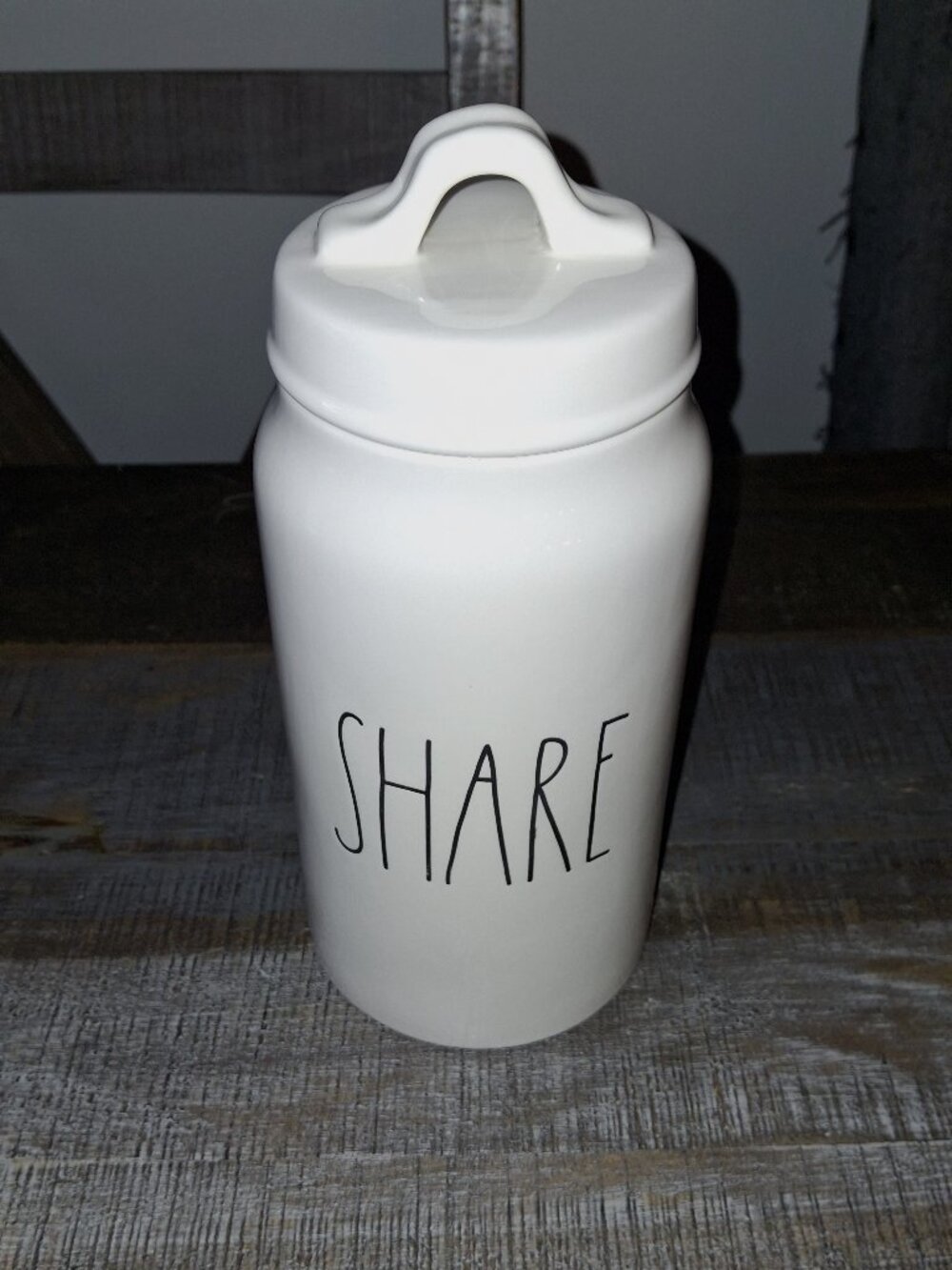 Rae Dunn White 'SHARE' Ceramic Canister