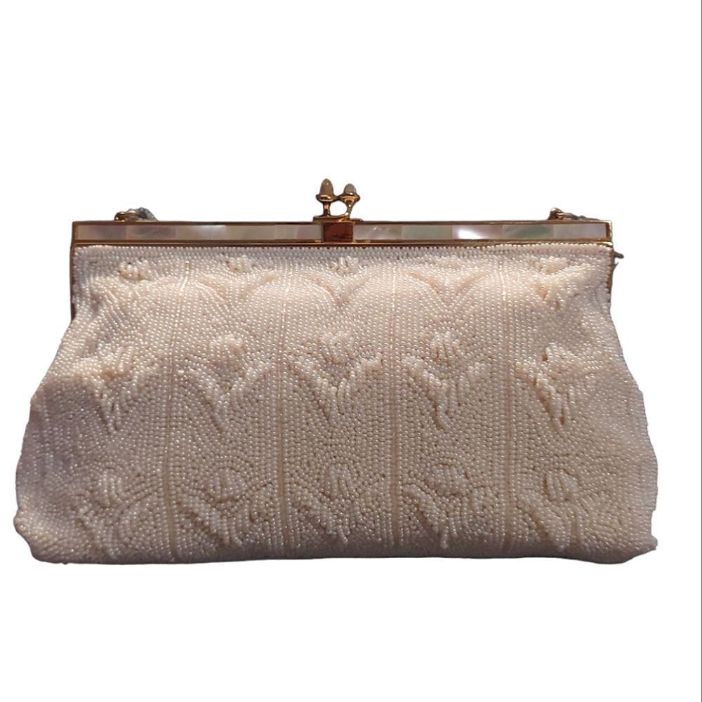 Vintage beaded Mother of Pearl evening purse