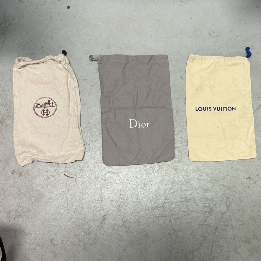 Dior Hermes & Louis Vuitton Dust Bag Set 3 SMALL Dust Bags - Drawstring Closures