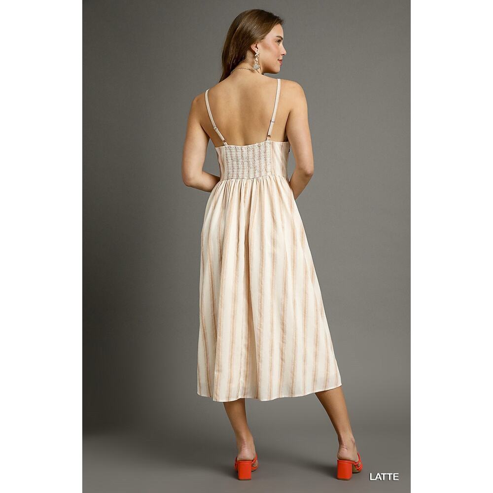 Umgee Boho Embroidered Stripe Midi Dress NWT Large - Picture 7 of 14