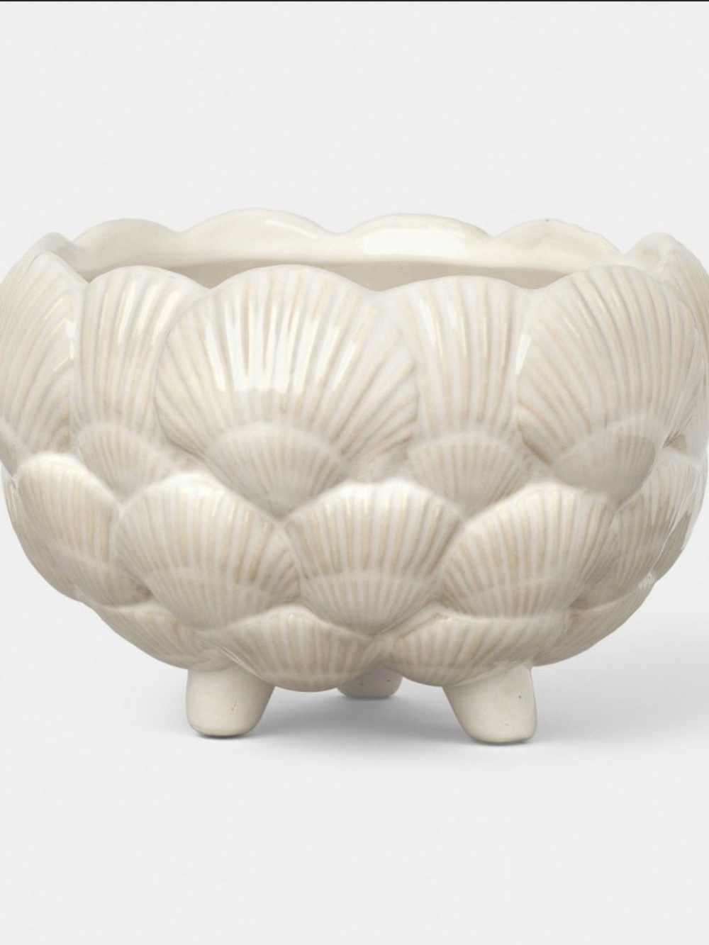 6" Ceramic Outdoor Clam Shell Planter Ivory Threshold™ designed w/ Studio McGee