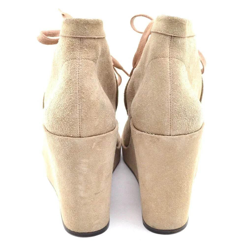 Balenciaga Tan Suede Wedge Lace Up Booties 40.5 - Picture 5 of 9